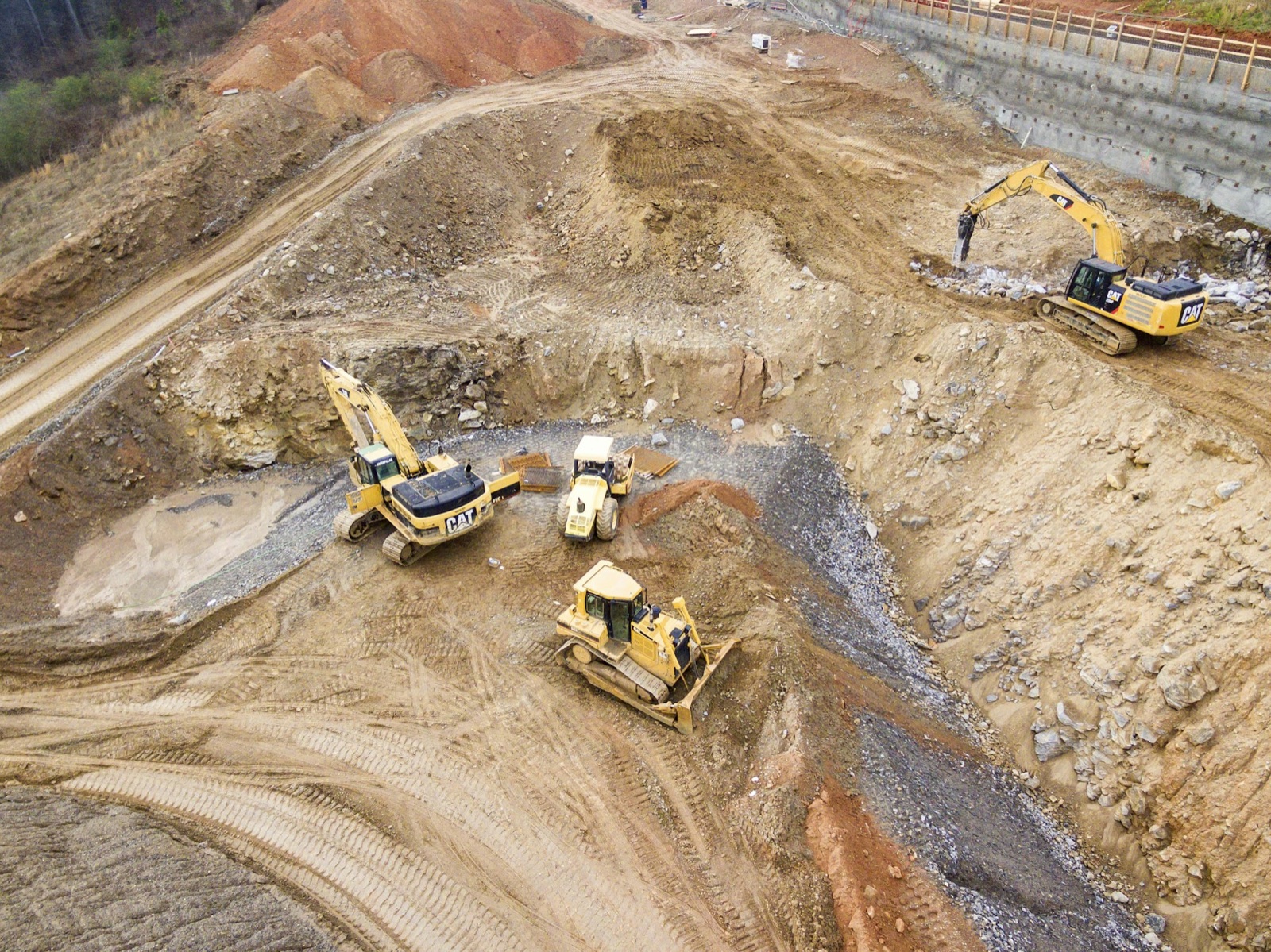 Excavators at a large site work project